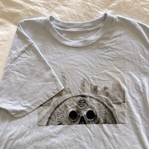 American Eagle Cropped NYC Skyline Tee - Pale Blue